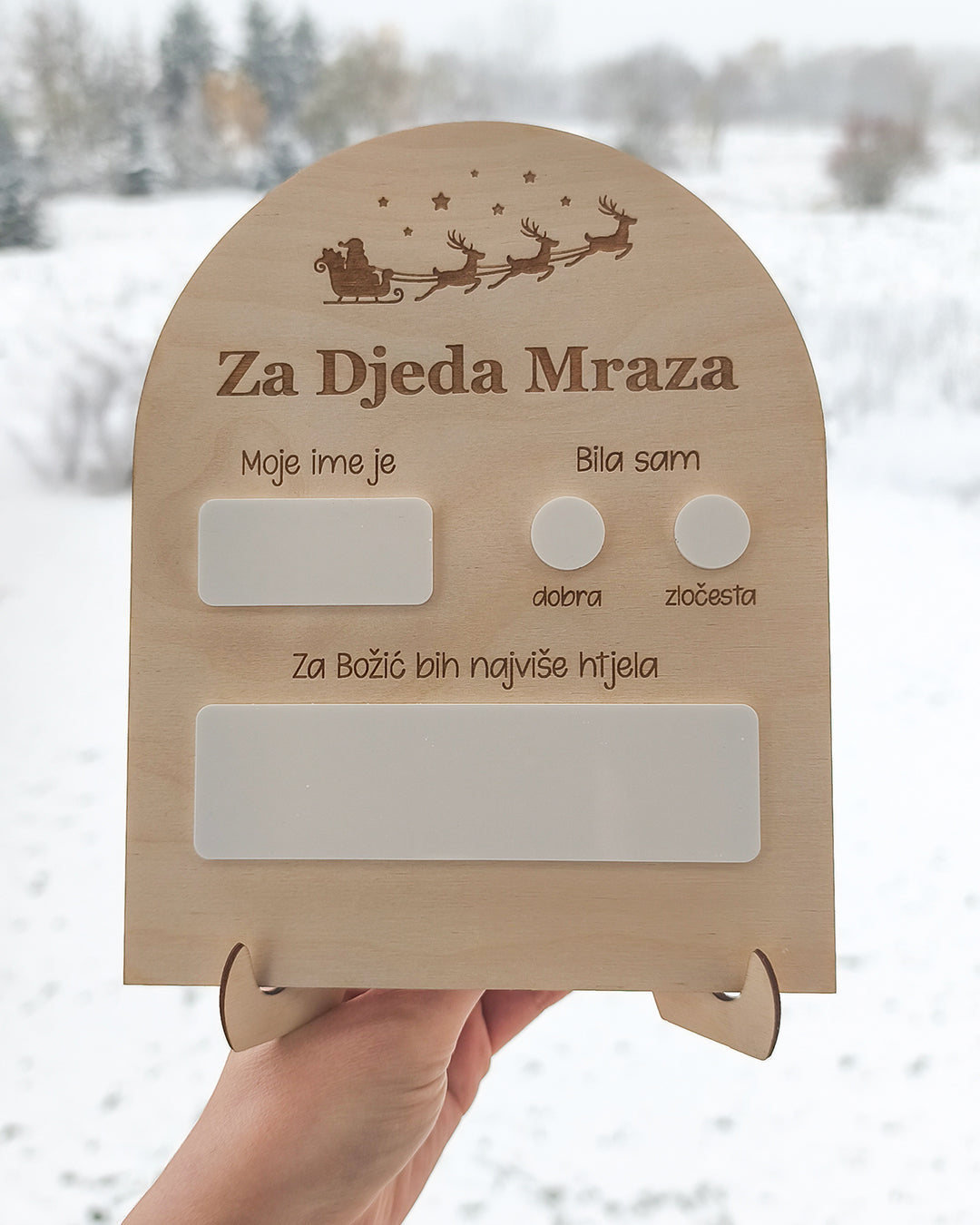 Drveni ukras Poruka za Djeda Mraza