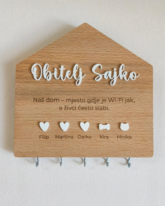 Drveni držač za ključeve Članovi