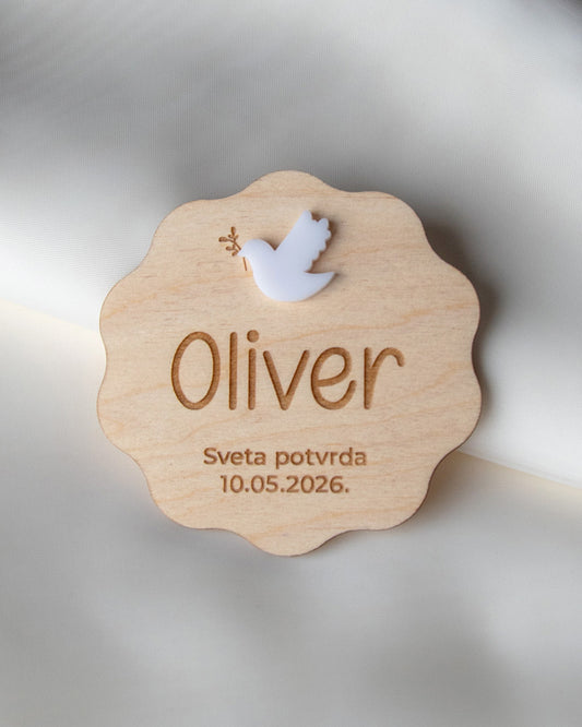 Drveni magnet Bijela golubica